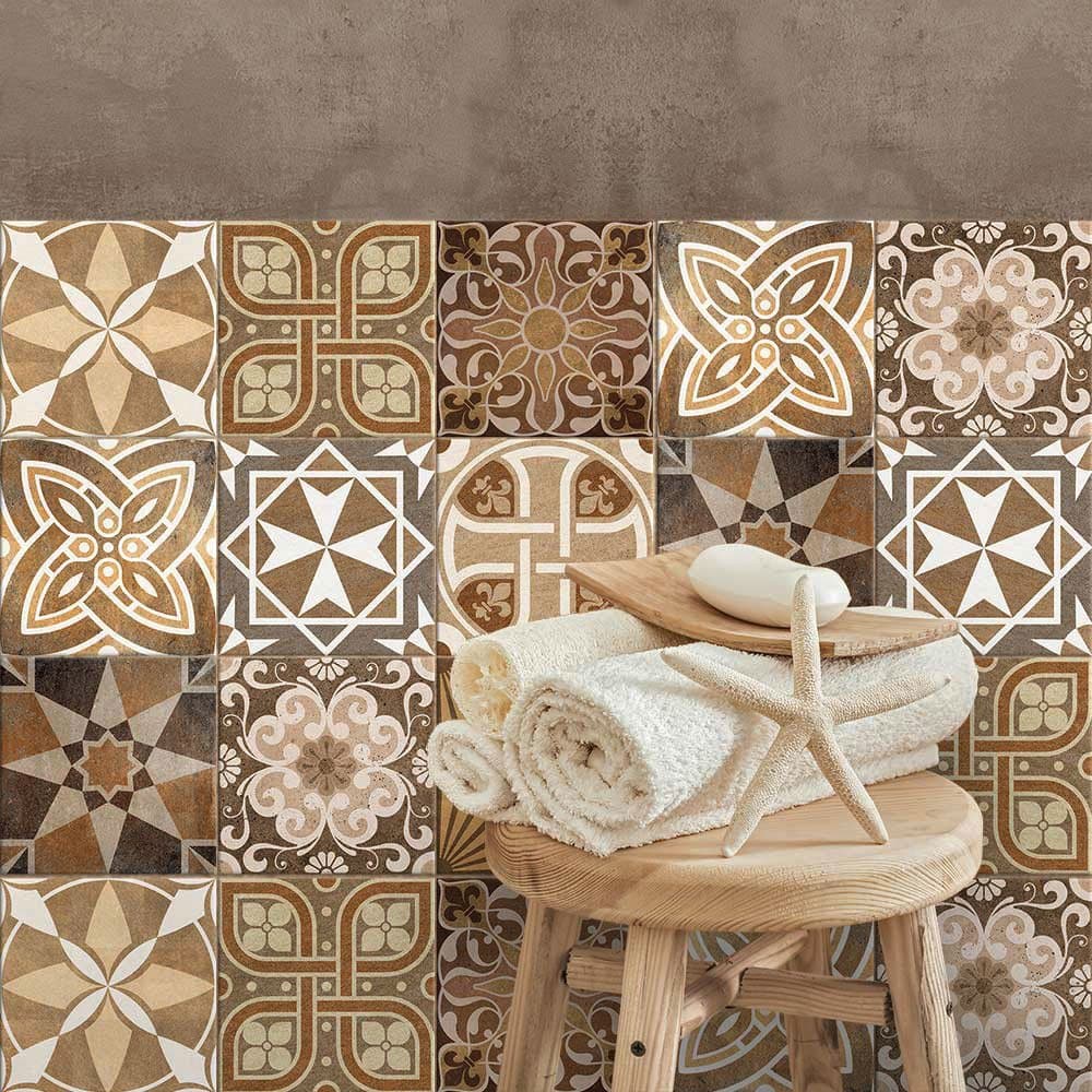 RE-COVERTILES - Pegatinas para Azulejos de Baño y Cocina 10 Piezas 20x20 cm - PS00146 Decoración de pared en PVC Azulejos Mosaico Impermeables estilo Cementina Azulejos — view 2