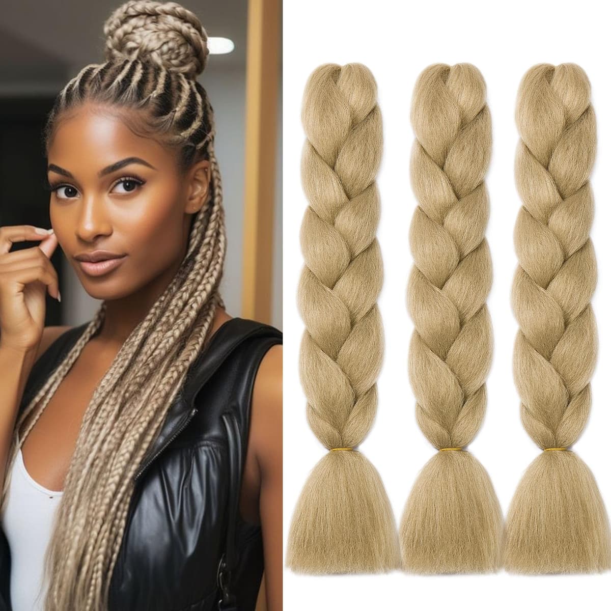 60cm Extensiones de Pelo Trenzas Africanas Castaño Oscuro Extensiones para Trenzas Africanas 1 pcs 100g Kanekalon Pelo para Trenzas Africanas Sintetico Extensiones de Trenzado Cabello Braiding — view 22