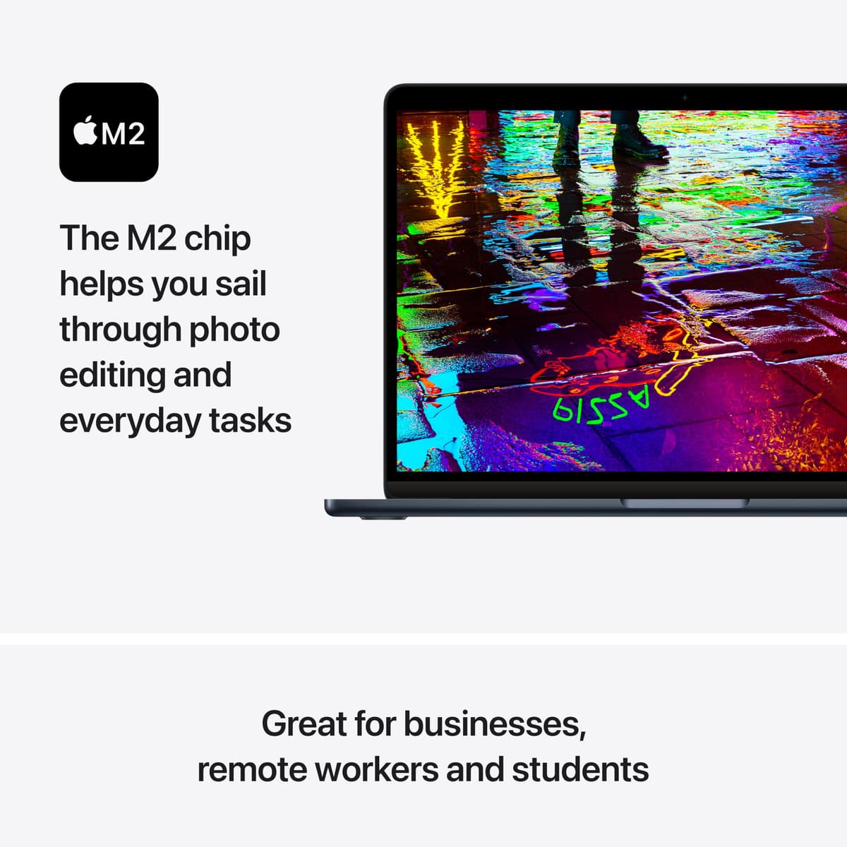 Apple 2022 MacBook Air laptop with M2 chip: 13.6-inch Liquid Retina display, 8GB RAM, 256GB SSD storage, backlit keyboard, 1080p FaceTime HD camera. Works with iPhone and iPad; Midnight — view 3