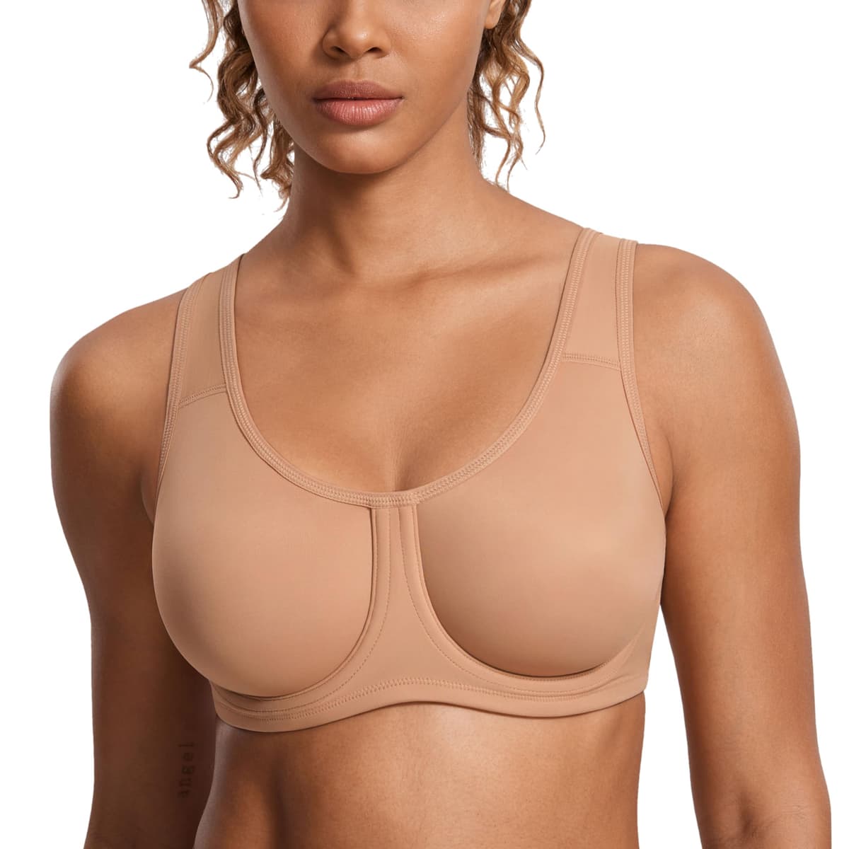 SYROKAN Women's Max Control Solid High Impact Plus Size Underwire Sports Bra for Large Breasts — view 11