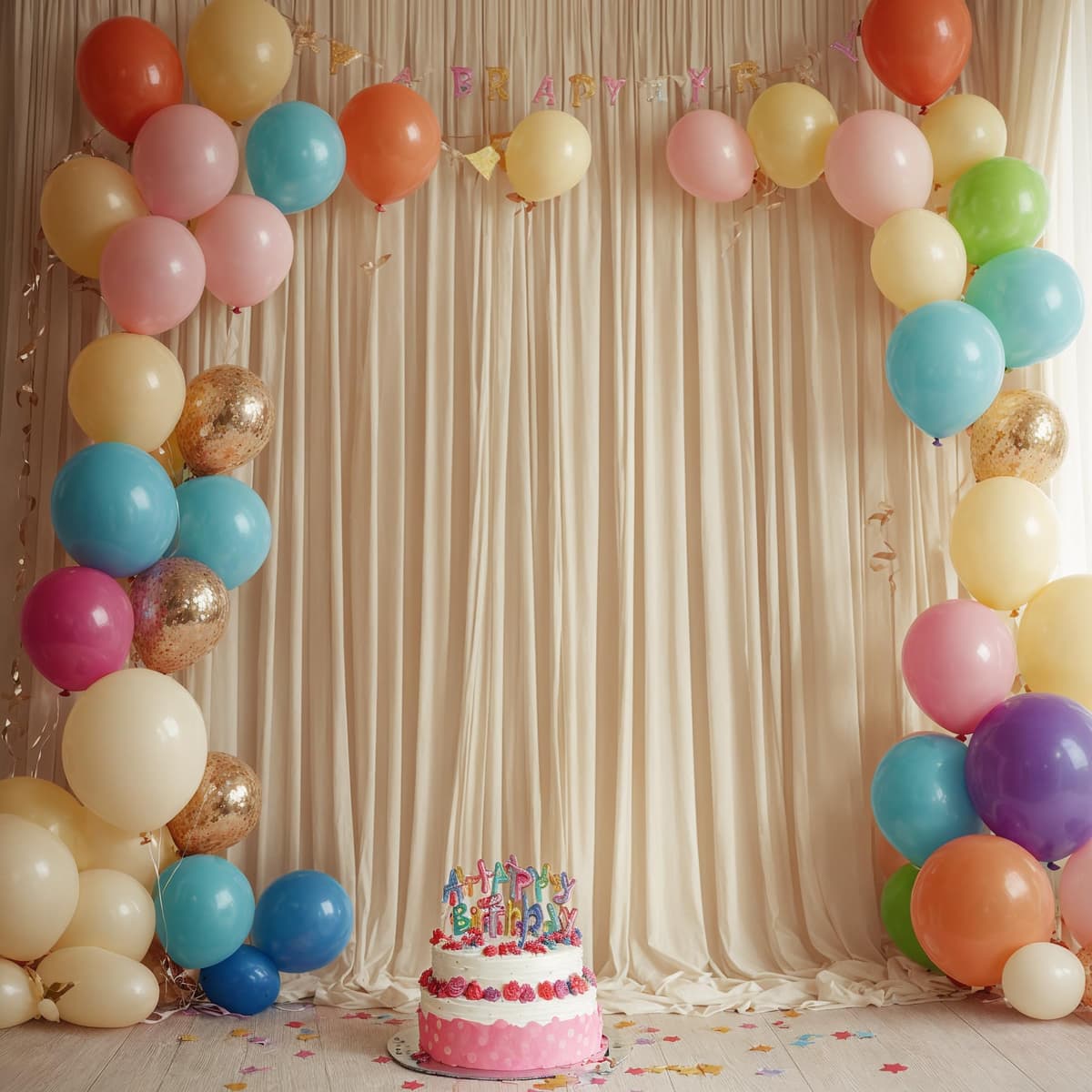 10ft x 10ft Wrinkle Free Beige Backdrop Curtains for Parties, Polyester Photo Backdrop Drapes 2 Panels 5x10ft Cloth for Wedding Birthday Party Photography Background — view 4