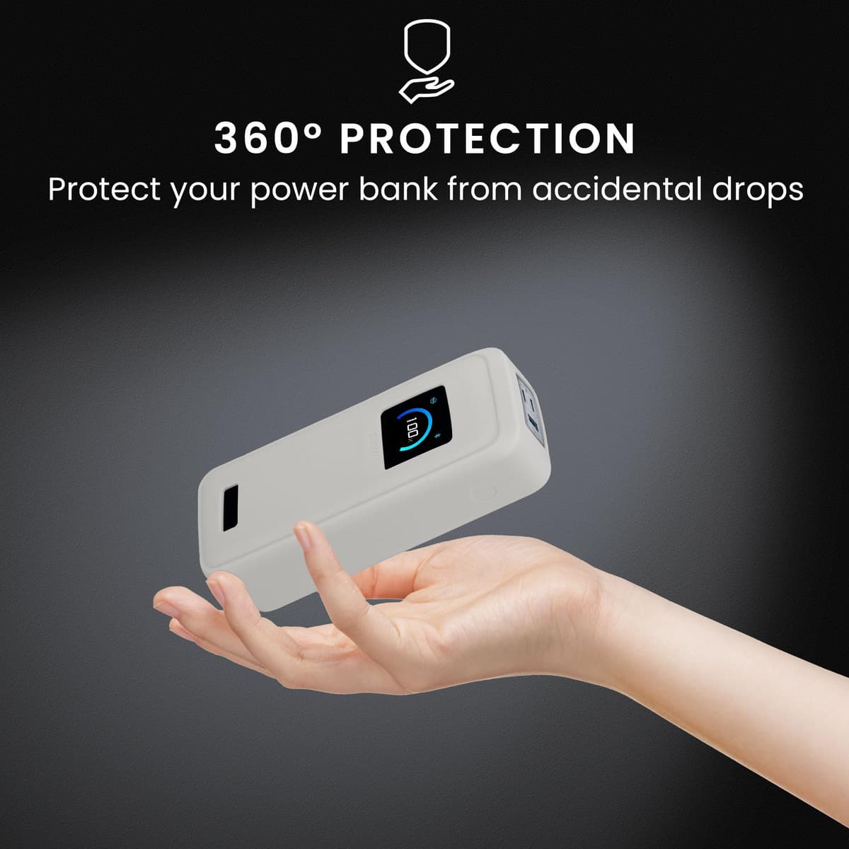 kwmobile Estuche Compatible con Anker Prime Power Bank 26250mAh 300W Funda - Case Protector de Silicona para Power Bank - Protección Antigolpes para Batería Externa - Gris — view 4