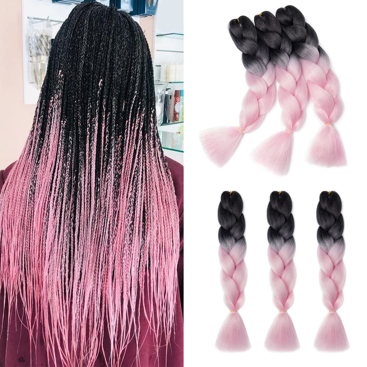 60cm Extensiones de Pelo Trenzas Africanas Castaño Oscuro Extensiones para Trenzas Africanas 1 pcs 100g Kanekalon Pelo para Trenzas Africanas Sintetico Extensiones de Trenzado Cabello Braiding — view 150
