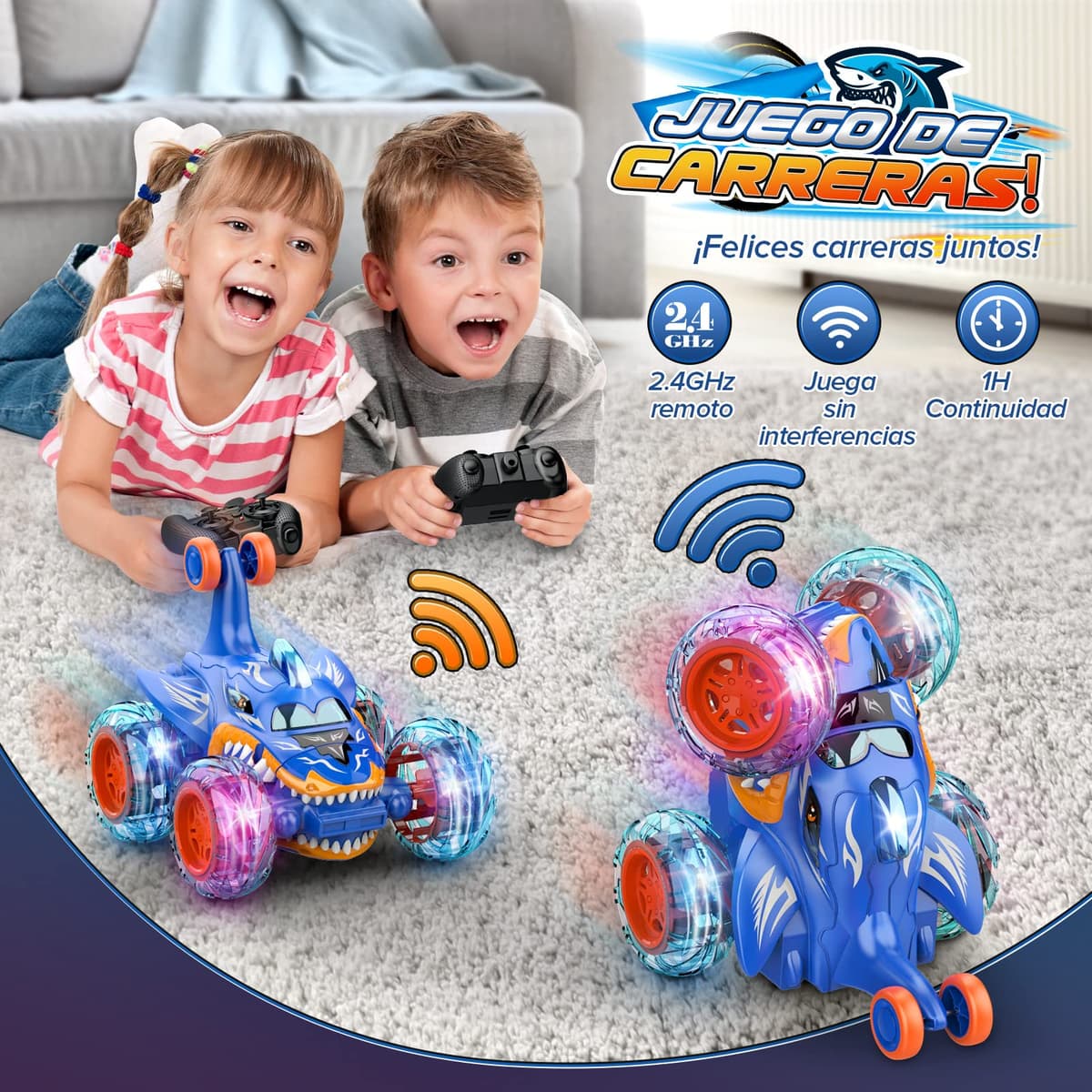Dislocati Coche Teledirigido, 2.4GHz 4WD LED Coche RC Monster Truck, Juguetes & Regalos para Niños (Azul) — view 3