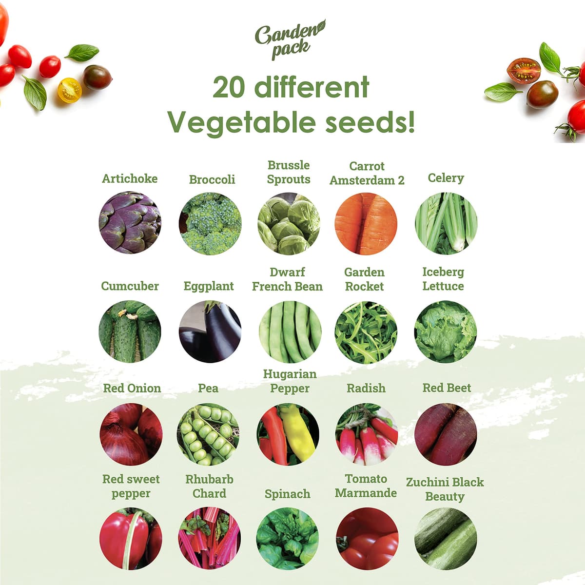Garden Pack Grow Your Own Vegetable Seeds - 20 Packets Variety – High Yield Seeds for Growing Veggies at Home – 8,000 Heirloom Seeds Gardening Gifts — view 2
