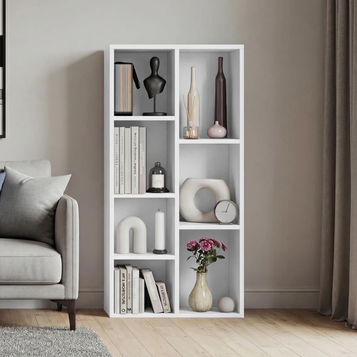 Vida Designs Oxford 3 Tier Cube Bookcase, White Wooden Shelving Display Storage Unit Office Living Room Furniture — view 19