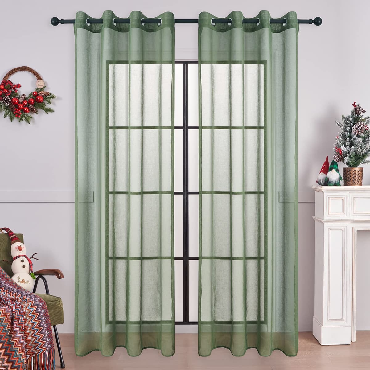 MRTREES Cortina para Ventana Dormitorio Translúcidas Visillos Paneles para Ventanas Sala para Niños Sala Comedor 2 Piezas 140×245cm Blanco — view 44