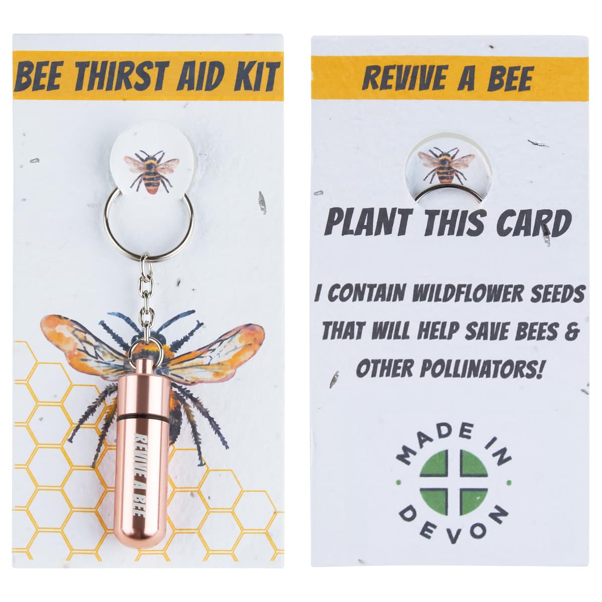 Bee Revival Kit for Saving Tired Bees – Bee Rescue Keyring Gift for Women – Eco-Friendly Plantable Seed Paper Packaging – Rose Gold, Green, Blue, Red, Black, Gold & Silver — view 13