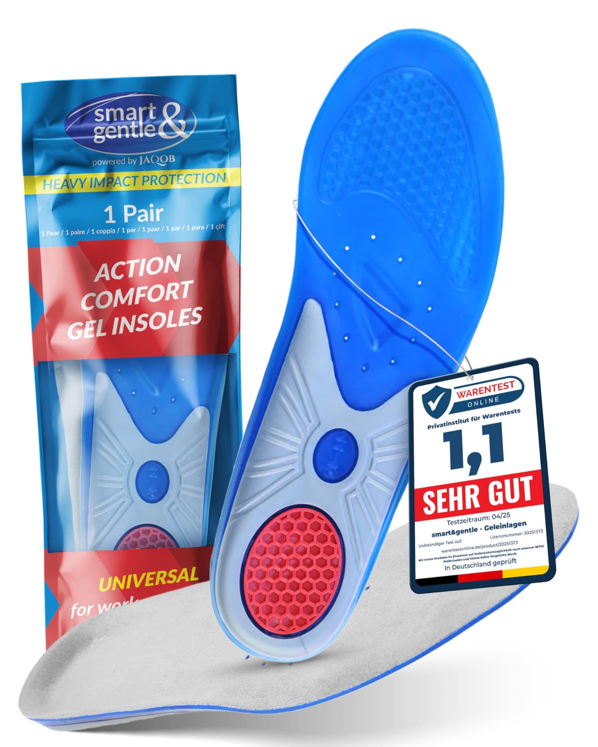 smart&gentle Plantillas gel para calzado deportivo y de trabajo - Transpirables, cómodas y se adaptan perfectamente, plantillas fascitis plantar y otras molestias