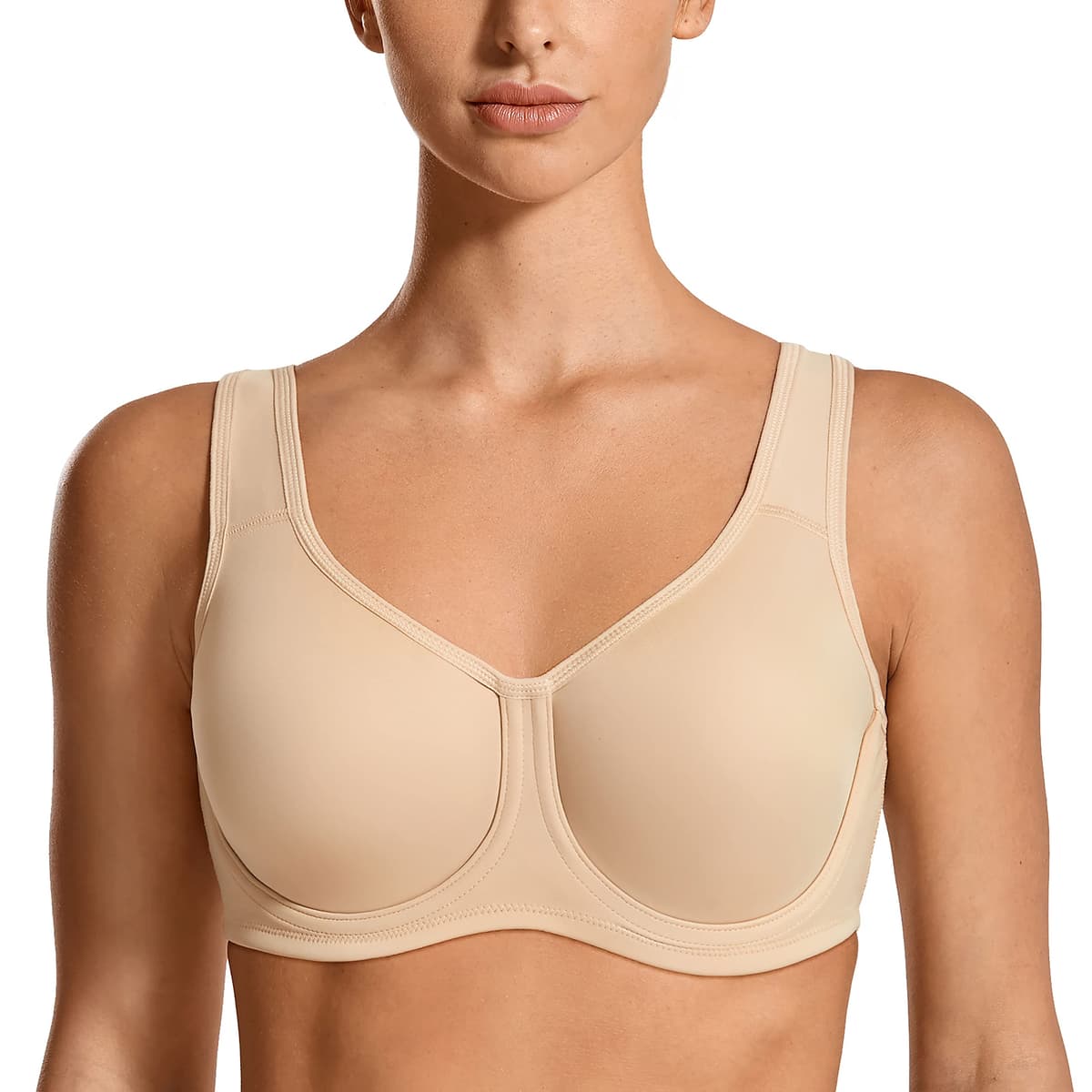 SYROKAN Women's Max Control Solid High Impact Plus Size Underwire Sports Bra for Large Breasts — view 16