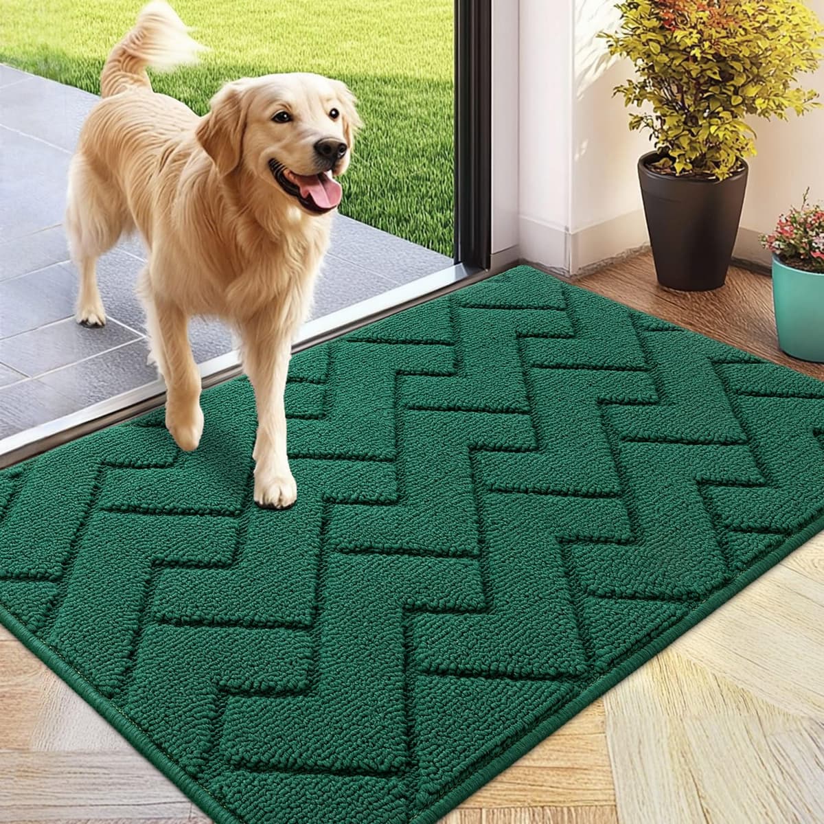 Biscpro Door Mats Indoor,Dirt Trapper Mat Absorbent Non-Slip Low Profile Doormat for Entrance,Inside, Kitchen,Front Door Mat Washable for Pets and Dogs— 50x80cm,Grey — view 44