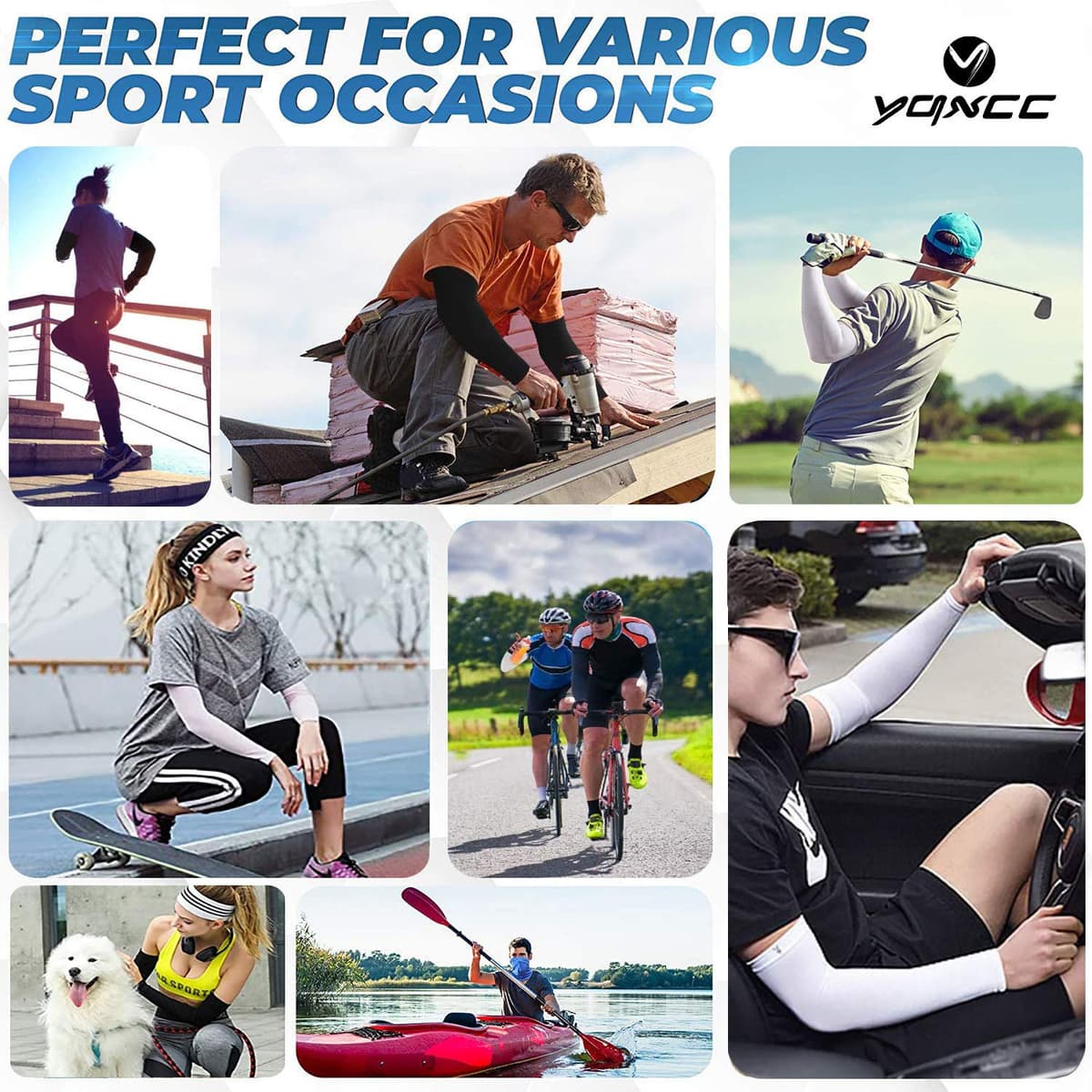 YQXCC 4 Pares Mangas del Brazo Protección UV - Cubierta de Tatuaje Mangas de Enfriamiento para Hombre Mujer Deportes Ciclismo Golf — view 2