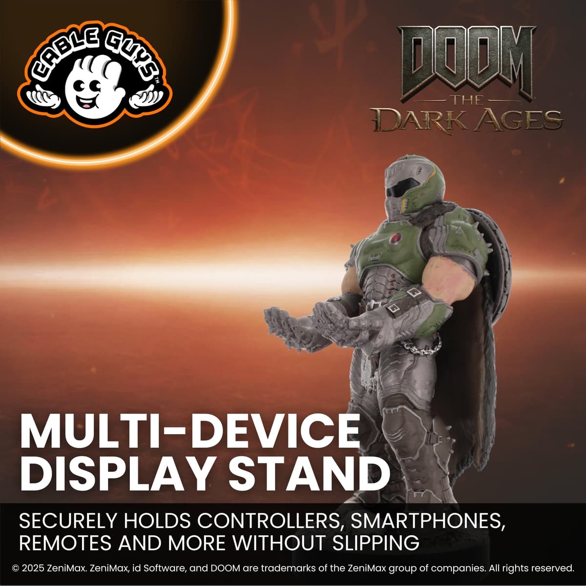 Cableguys Doomslayer Controller Holder & Phone Stand - Gaming Accessories for Room and Desk Setup, Holder Compatible with Xbox, PlayStation & Most Standard Game Controllers — view 3