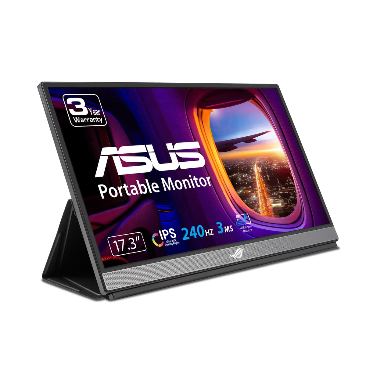 ASUS ROG Strix 17.3" 1080P Portable Gaming Monitor (XG17AHP)-FHD, IPS, 240Hz, Adaptive-Sync, Built-in Battery, ROG Bag, Tripod Stand, USB Type-C, Micro HDMI for Laptop, PC, Console, 3-Year Warranty — view 8