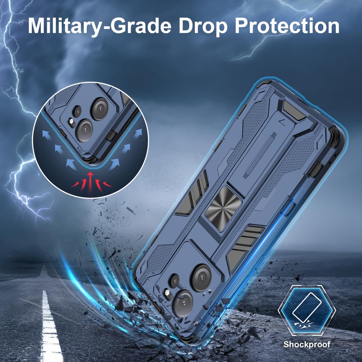 Funda para CMF Phone 2 Pro, Carcasa Antigolpes con Soporte anular metálico, Case Protectora de Grado Militar, Negro — view 1596