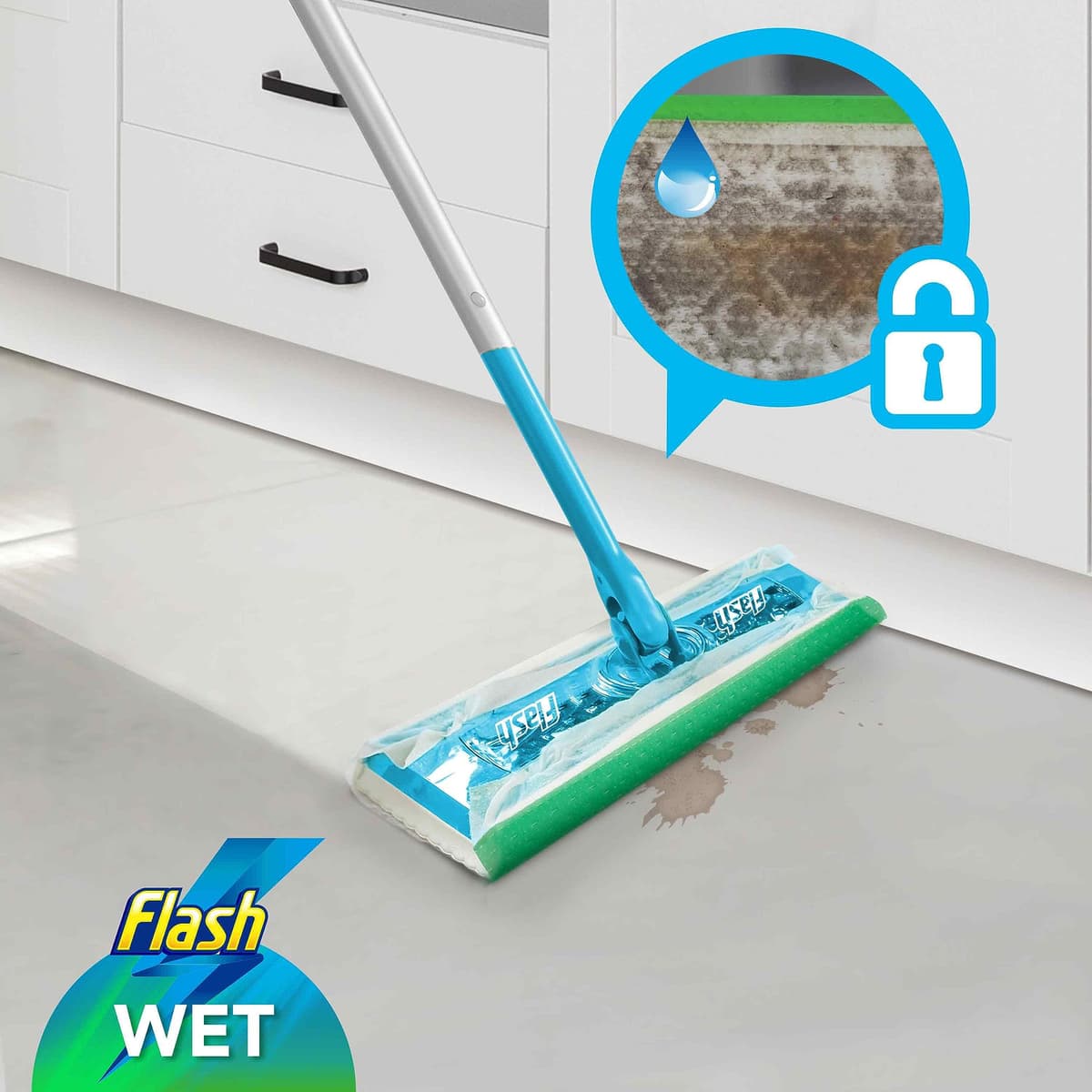 Flash Speedmop Wet Floor Cleaning Wipes, 96 Cloths (24x4), Antibac Lemon Multi-Surface, Trap & Lock Daily Dirt, Grease & Grime Without Getting Down On Your Knees ( Package may vary) — view 6