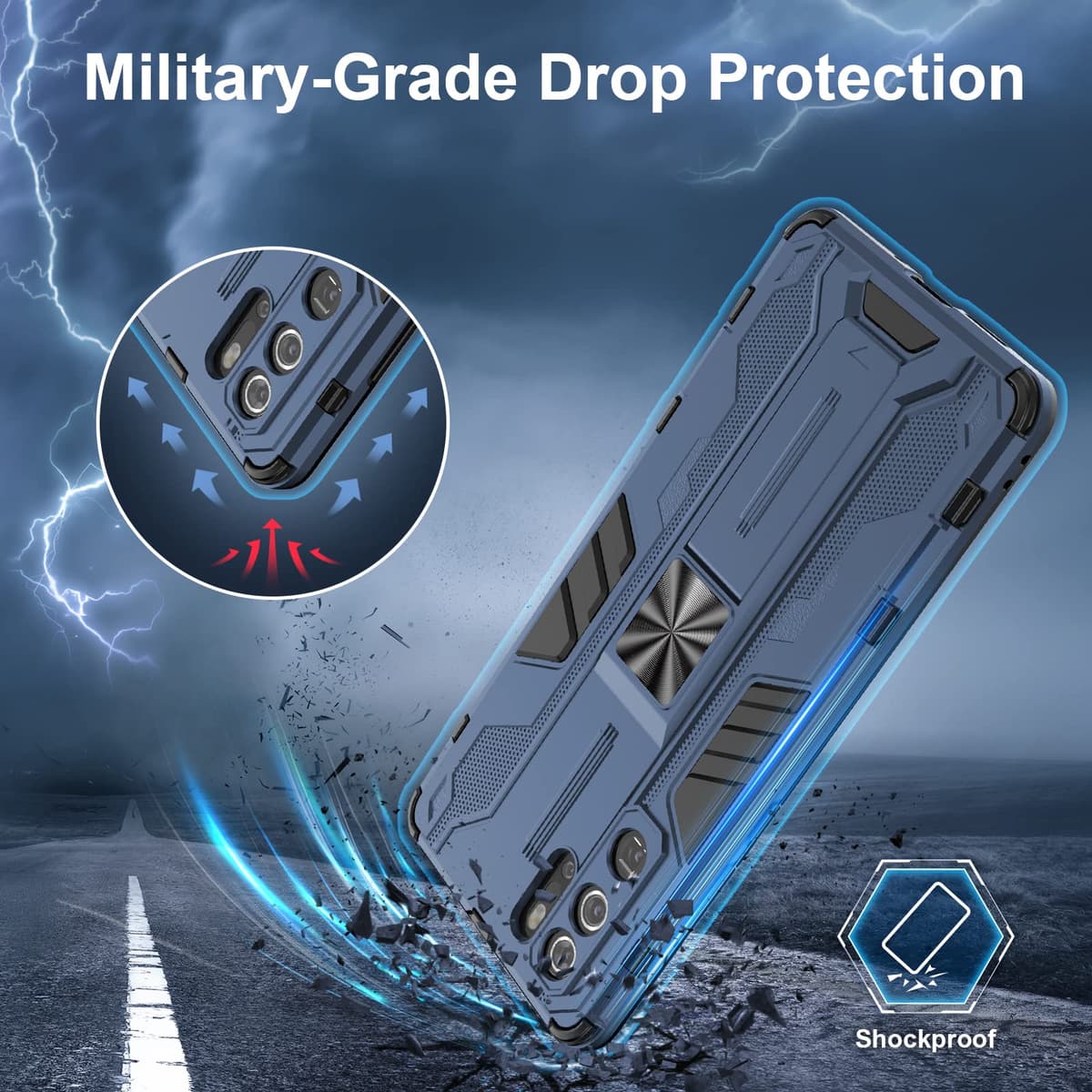 Funda para CMF Phone 2 Pro, Carcasa Antigolpes con Soporte anular metálico, Case Protectora de Grado Militar, Negro — view 500