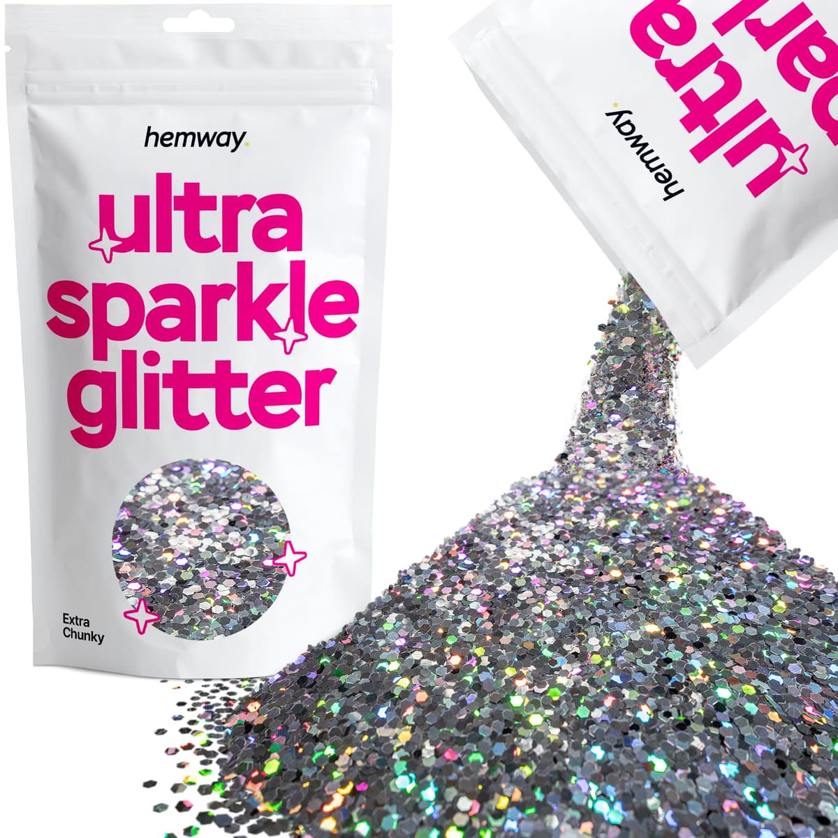 Hemway Ultra Sparkle Glitter Baby Pink Iridescent 100g Fine | Glitter for Arts & Craft, Makeup, Nail Art, Crafting, Card Making, Sparkle Decoration — view 235