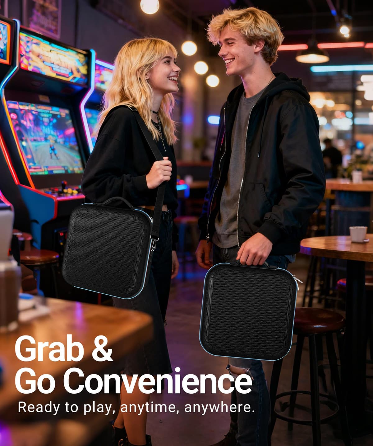 ivoler Funda de Transporte Compacto para Nintendo Switch 2 (2025), Estuche Rígida con Protector de Pantalla y Agarre para el Pulgar, Capacidad para 14 Cartuchos de Juego e Incluye Correa, Negro — view 7