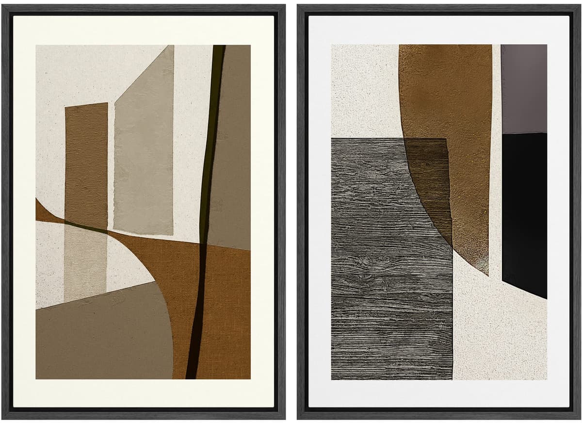 MUDECOR Framed Canvas Print Wall Art Set Watercolor Pastel Duotone Tan Landscape Abstract Shapes Illustrations Modern Art Decorative Contemporary for Living Room, Bedroom, Office - 24"x36"x2 Natural — view 35