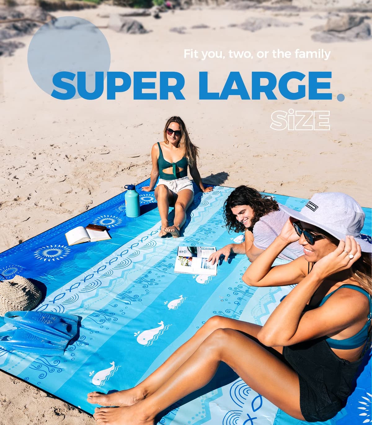 OCOOPA Manta de Playa Impermeable y a Prueba de Arena, Extra Grande 300x280cm, Suave y Duradera, Libre de Arena, Ligera y Portátil, Viajes de Camping, Vacaciones en la Playa, S08 — view 4