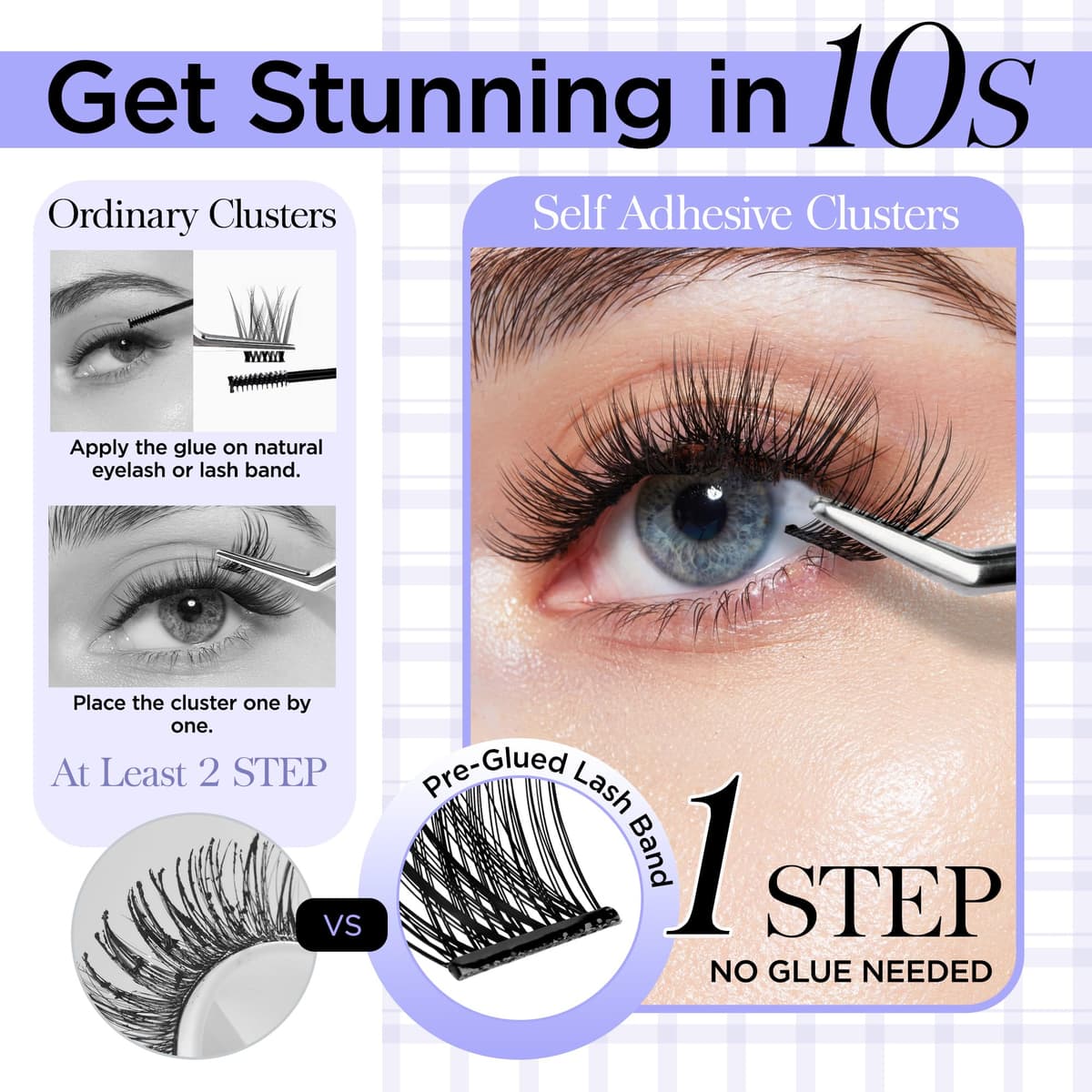 BEYELIAN Pestañas Postizas Self Adhesive, 72 Pcs D+ Curl DIY Press on Pestañas Individuales, Pestañas Adhesivas Reutilizables Cluster Lashes Pestañas Postizas (R06) — view 3