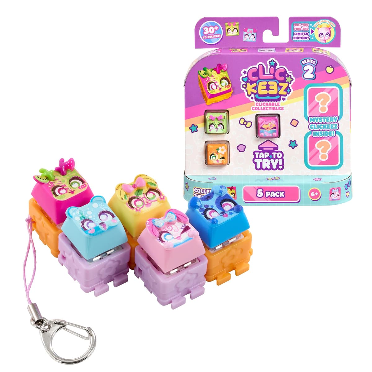 Bizak Clickeez Multi Pack 5 Serie 2, Pack 5 Teclas coleccionables con Llavero, más de 70 Modelos nuevos, Conecta e intercambia,a Partir de 6 años (64554110)