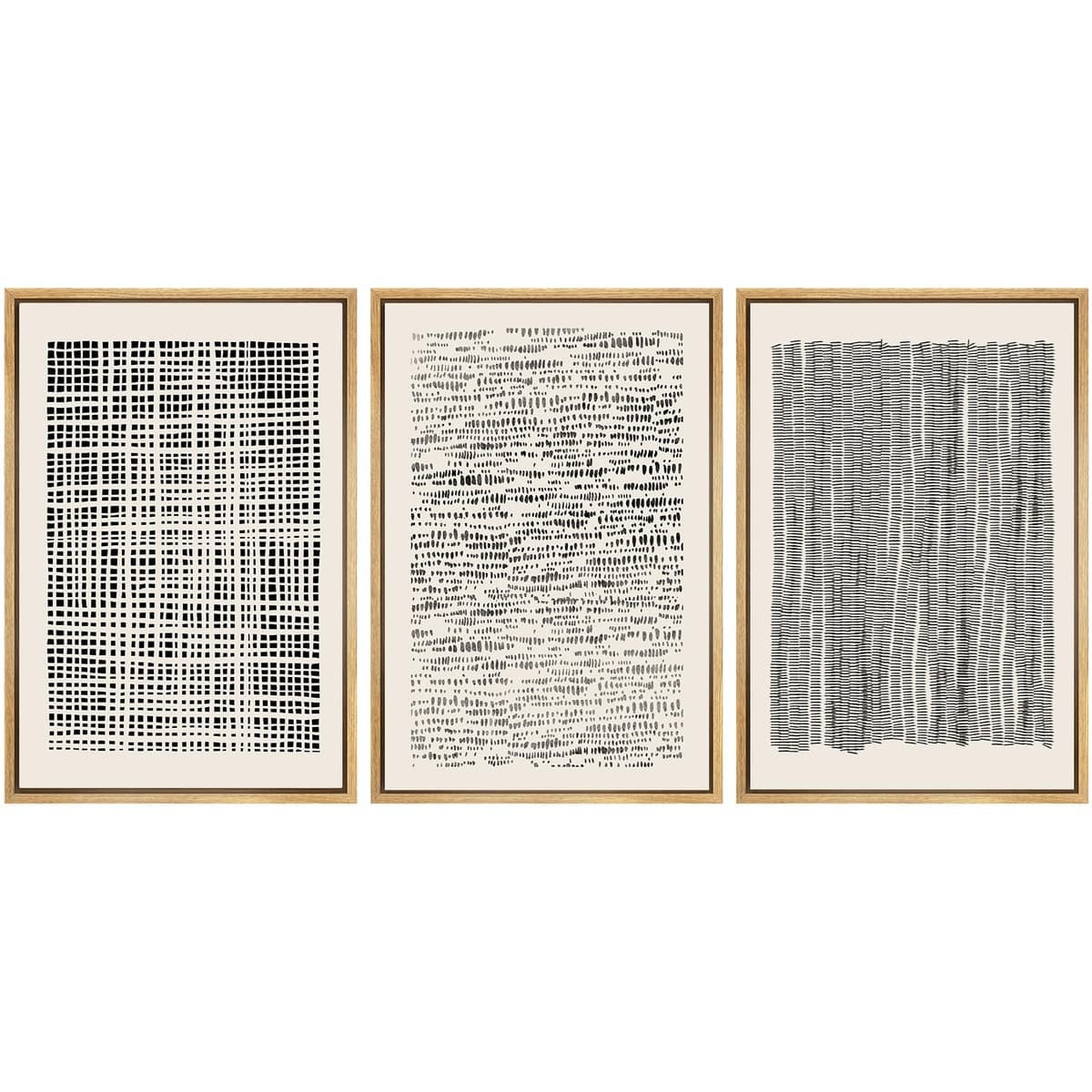SIGNWIN Framed Canvas Print Wall Art Set Blue White Grunge Geometric Pattern Abstract Shapes Cozy Neutral Decorative Contemporary Minimal for Living Room, Bedroom, Office - 24"x36"x3 Natural — view 137