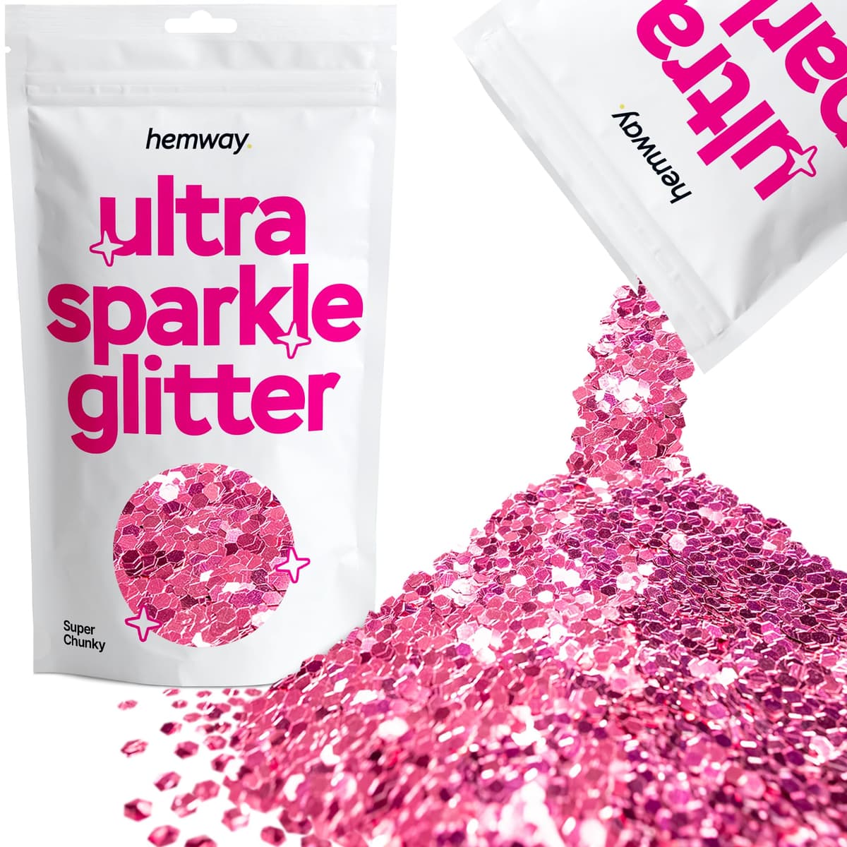 Hemway Ultra Sparkle Glitter Baby Pink Iridescent 100g Fine | Glitter for Arts & Craft, Makeup, Nail Art, Crafting, Card Making, Sparkle Decoration — view 131
