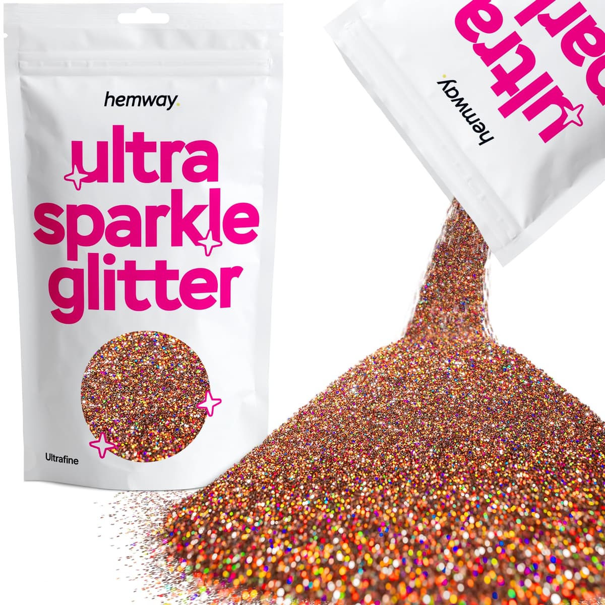 Hemway Ultra Sparkle Glitter Baby Pink Iridescent 100g Fine | Glitter for Arts & Craft, Makeup, Nail Art, Crafting, Card Making, Sparkle Decoration — view 175