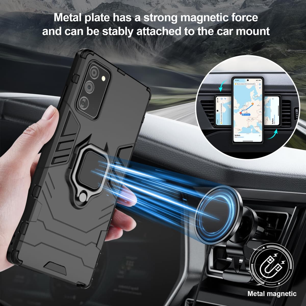 Funda para CMF Phone 2 Pro, Carcasa Antigolpes con Soporte anular metálico, Case Protectora de Grado Militar, Negro — view 10