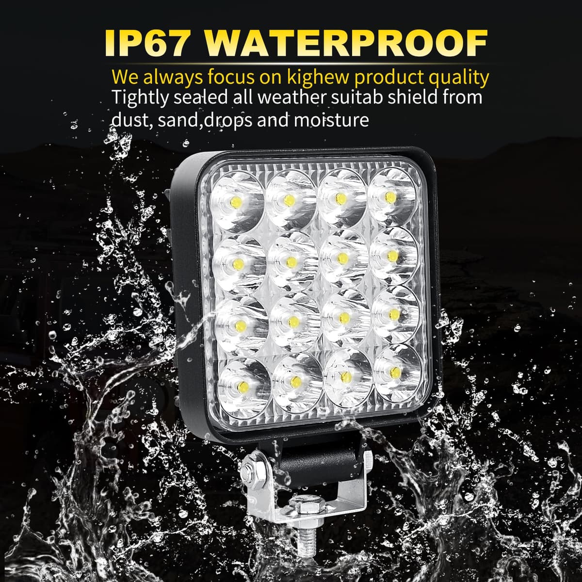RIGIDON 1 Pcs Faro de trabajo rectangular, 3.3 pulgadas mini 48W, Spot lámpara para off road camión coche ATV 4x4 tractor moto, Exterior foco led 12v 24v spotlights faros antiniebla — view 3