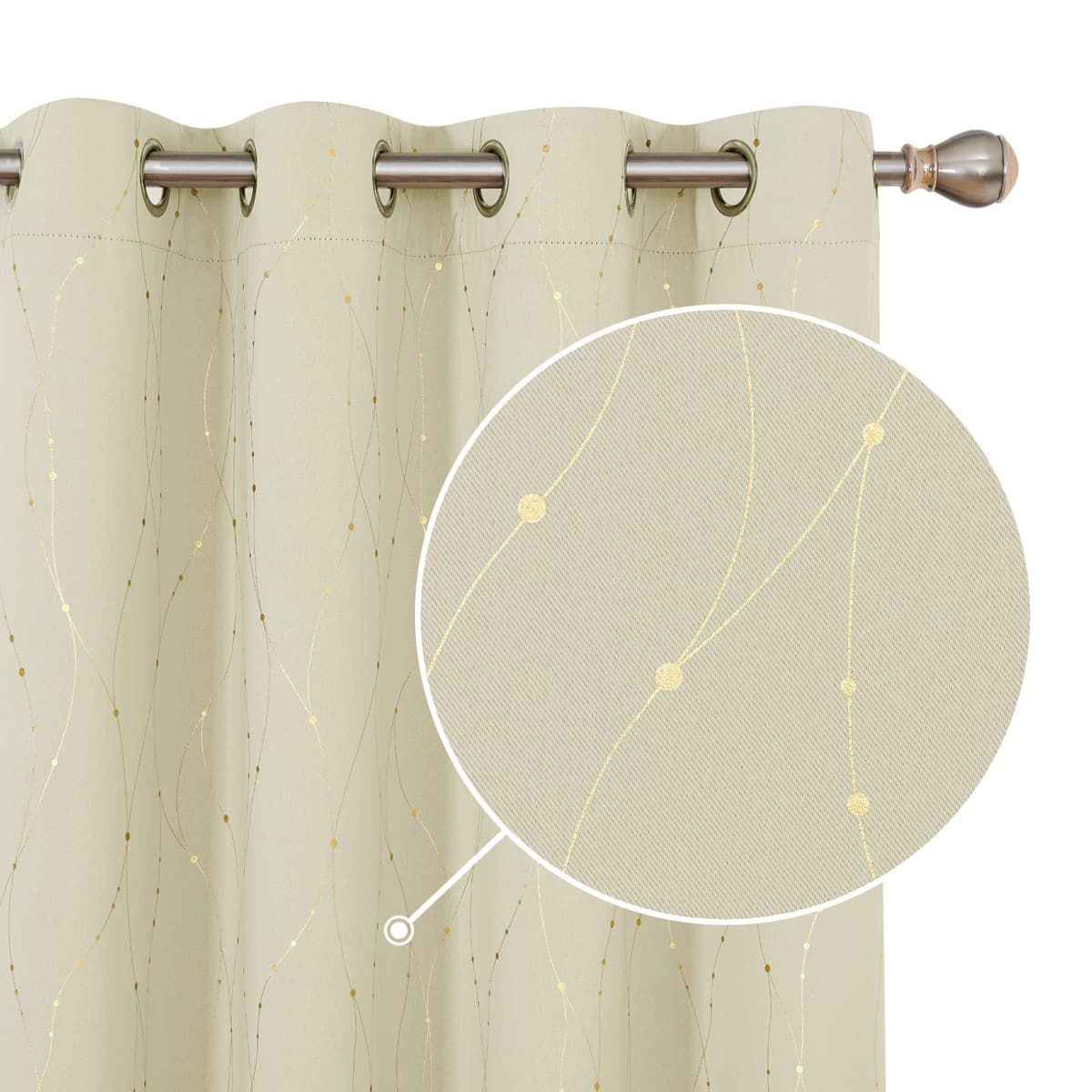 Deconovo Soft Dotted Line Foil Printed Blackout Curtains Thermal Insulated Curtains Eyelet Energy Efficiency Room Darkening Curtains for Bedroom 52 x 72 Inch Light Grey 2 Panels — view 41