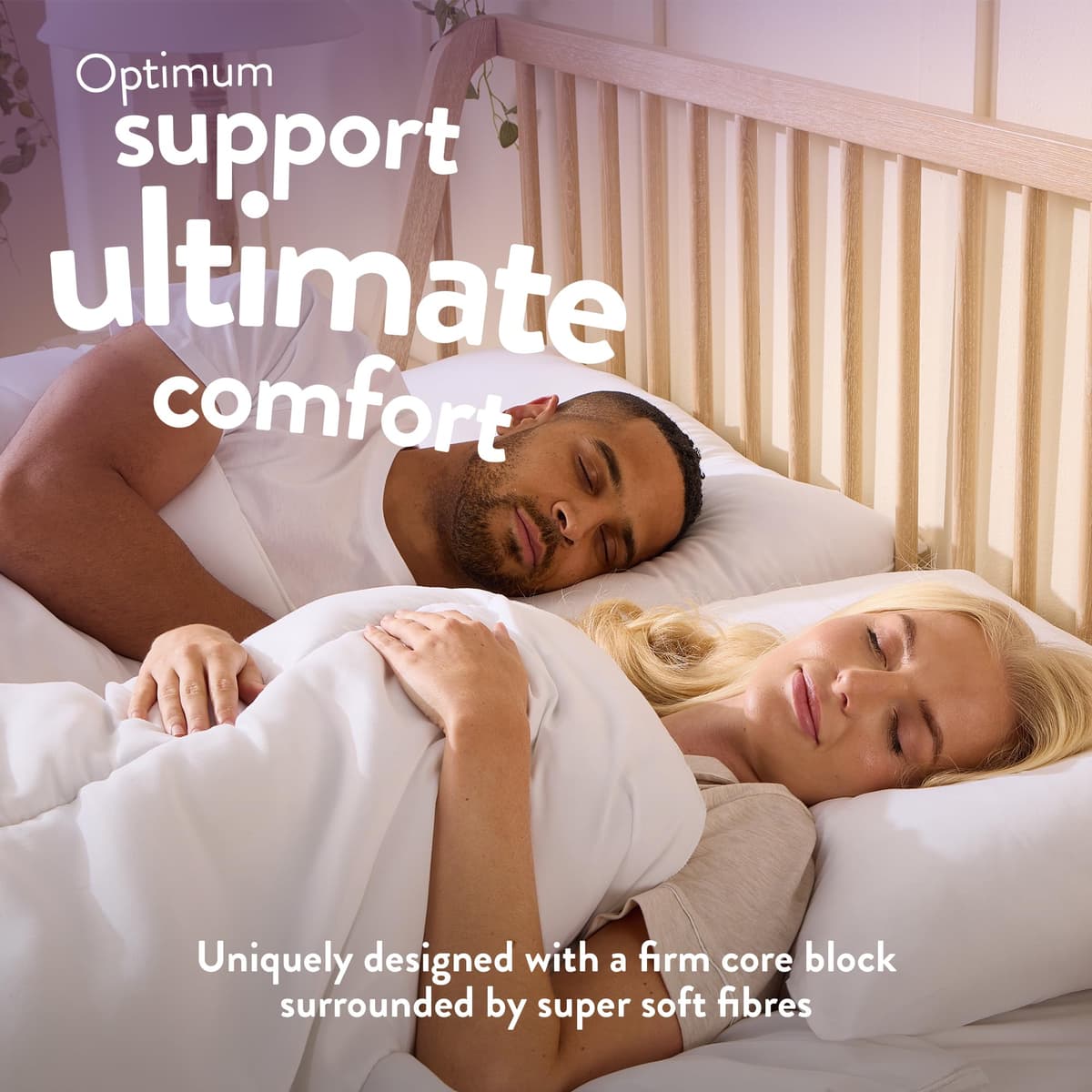 Slumberdown Super Support Pillows 2 Pack - Firm & Supportive Pillow for Side Sleepers, Reduces Neck & Shoulder Pain | Foam Block, UK-Made, Non-Allergenic & Washable (48 x 74cm) — view 3