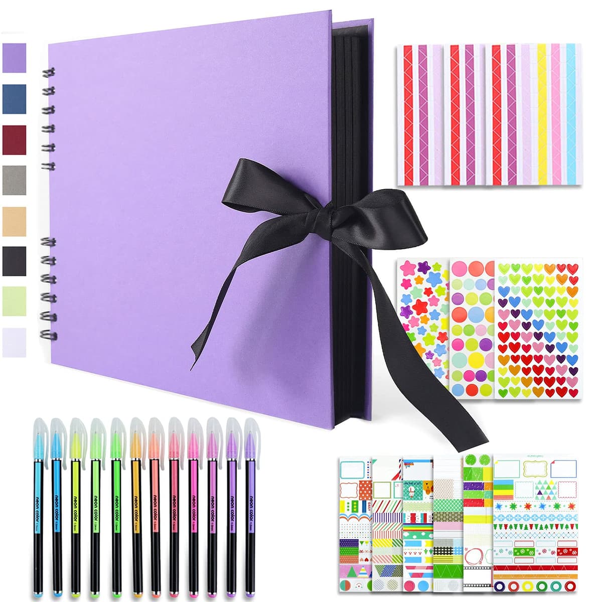 Vienrose Álbum de Fotos Scrapbook 10x15 cm Álbum de Recortes para Pegar y Escribir 80 Negra Páginas Espiral DIY Regalos de Boda Aniversario Bebé Cumpleanos Familiares Navidad, 28,5x21cm, Negro — view 11