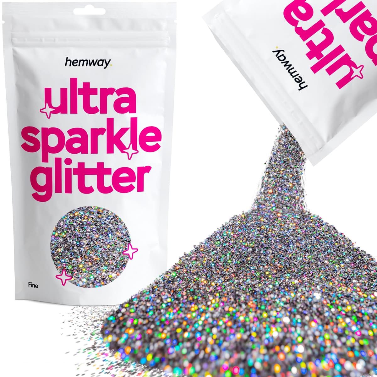 Hemway Ultra Sparkle Glitter Baby Pink Iridescent 100g Fine | Glitter for Arts & Craft, Makeup, Nail Art, Crafting, Card Making, Sparkle Decoration — view 102