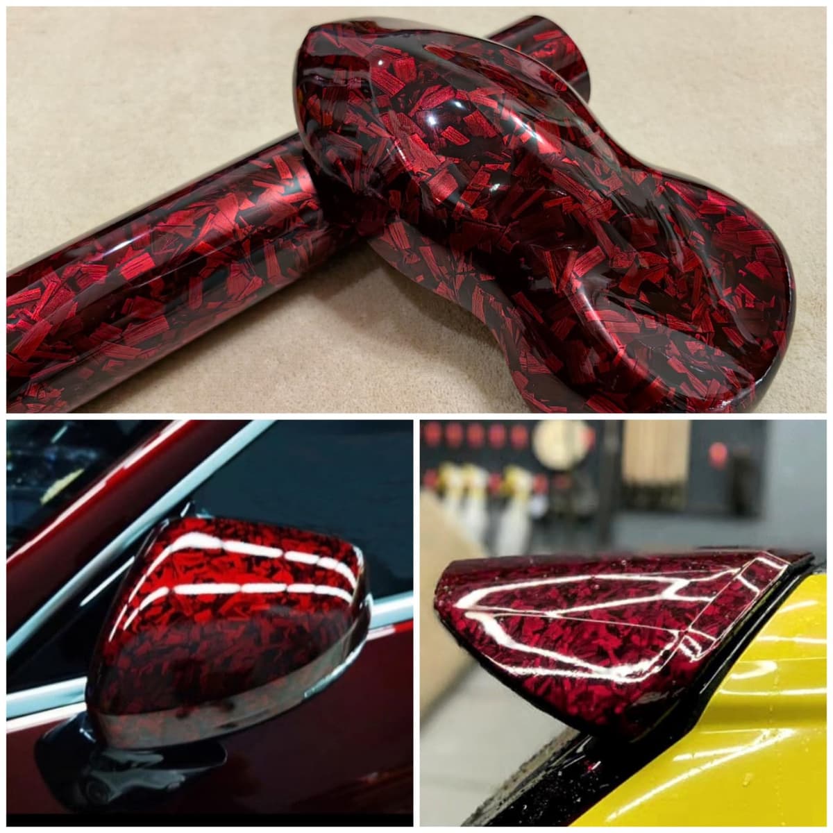 Forged Carbon Fiber Red-silver Vinyl Wrap Sticker Free Bubble Air Release DIY Decal Car Auto Vehicle Morotcycle Self Adhesive (Red-silver, 30cm x 150cm) — view 3