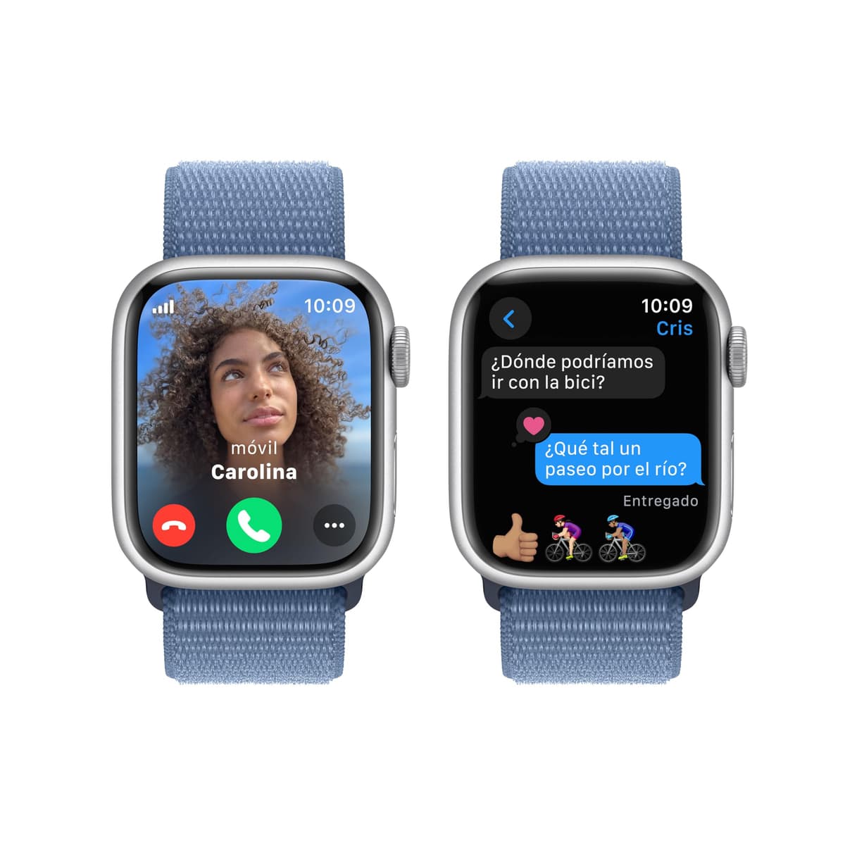 Apple Watch Series 9 [GPS + Cellular] Smartwatch con Caja de Aluminio en Plata de 41 mm y Correa Loop Deportiva Azul Invierno. Monitor de entreno, App Oxígeno en Sangre, Neutro en Carbono — view 4
