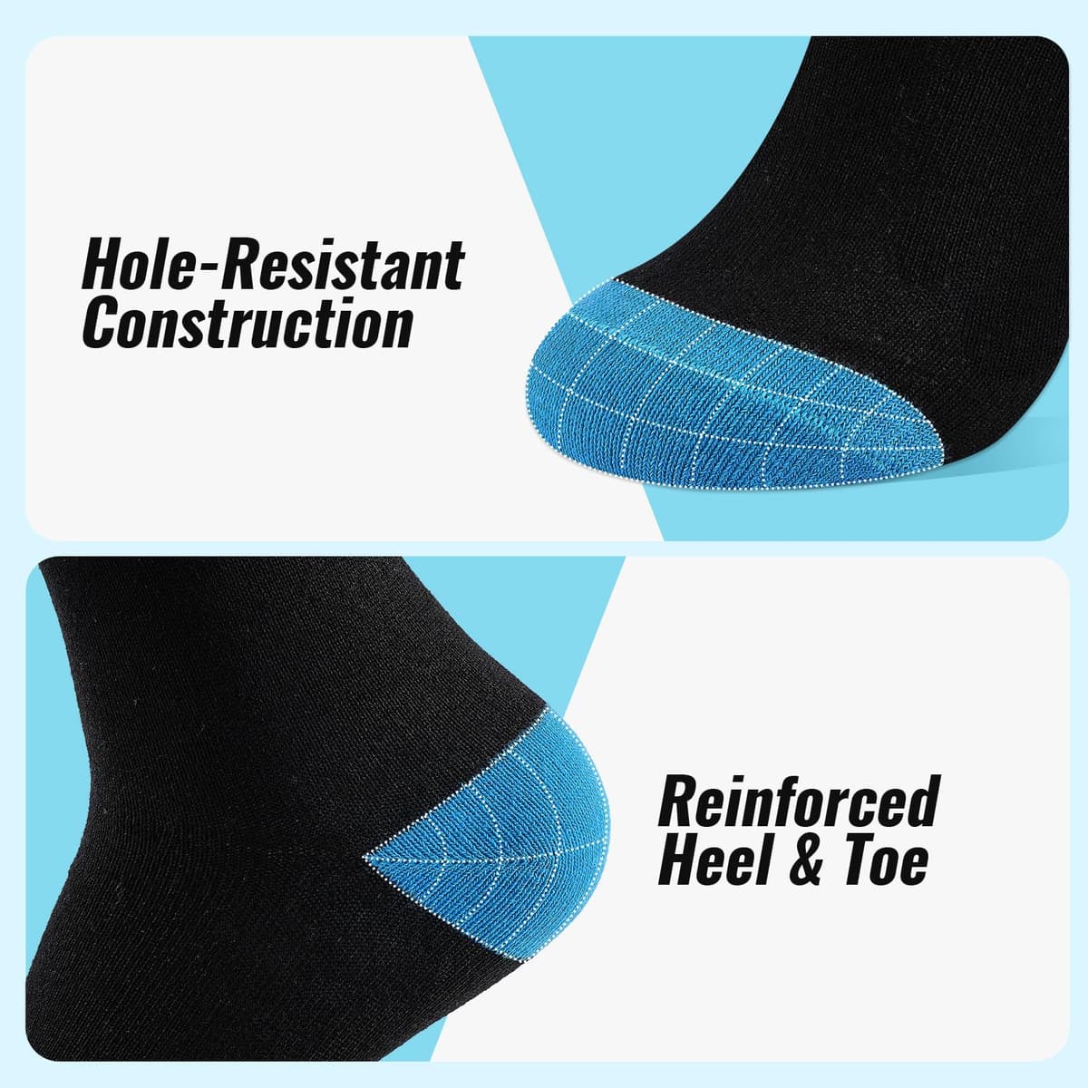 6/10 Pairs Mens Black Socks, Breathable Causal Cotton Socks Men Multipack, Soft Smart Dress Sock with Reinforced Heel & Toe, Suitable for Work and Daily Wear — view 5