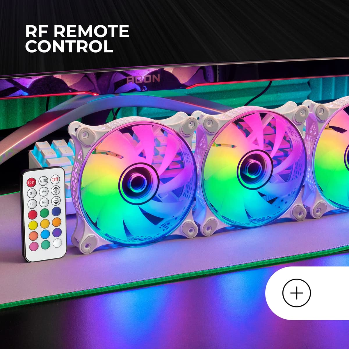 Mars Gaming MF-3DKIT, Kit 3 Ventiladores ARGB 360° 12cm, Espejo Infinito 3D, Sistema Anti-vibraciones, Controlador ARGB, Mando a Distancia RF, Compatibilidad Total, Blanco — view 5