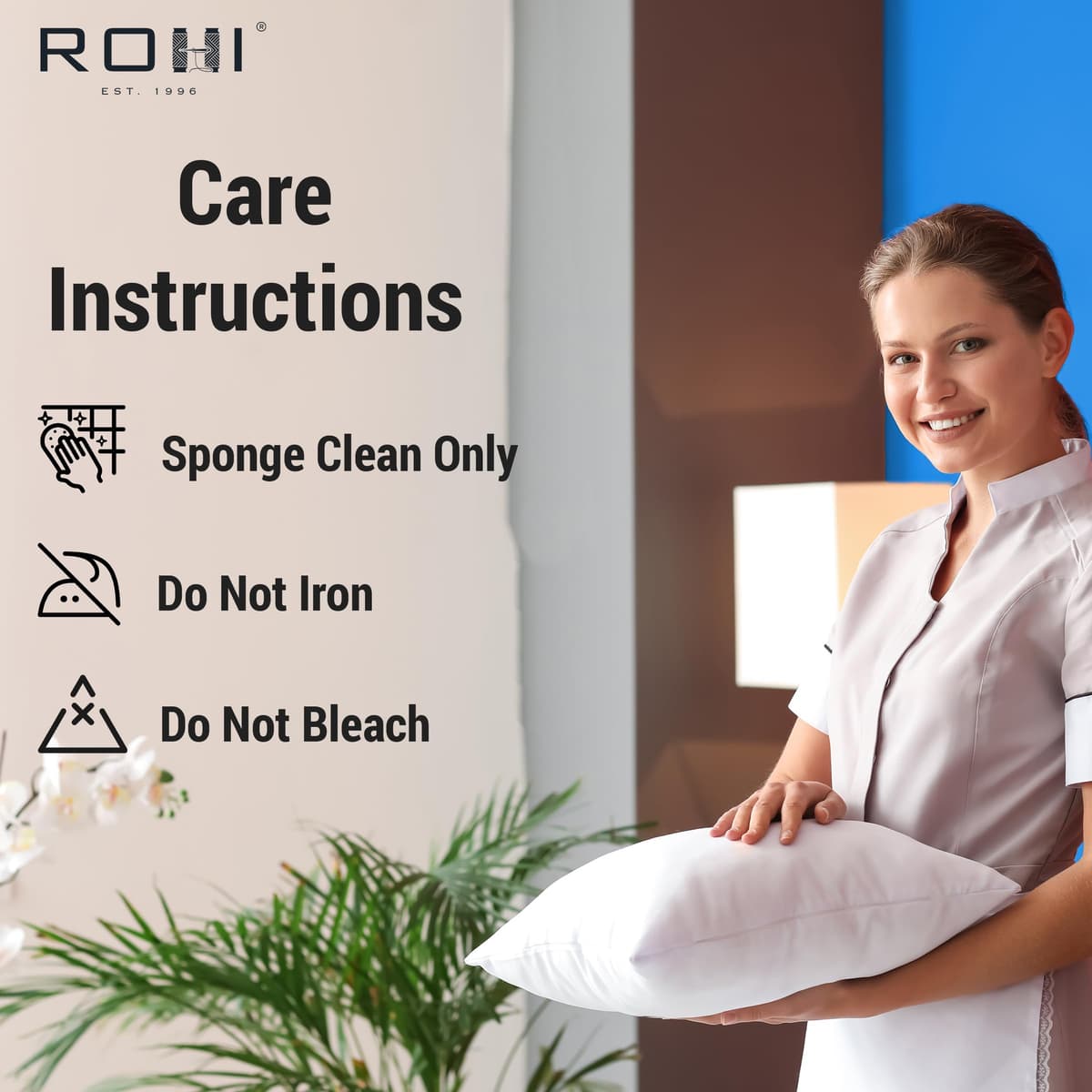 Rohi Set of 4 Hypoallergenic Cushion pads 45cm x 45cm - White polyster square Cushions - Standard stuffer pack of Cushion inserts 45cm x 45cm (Pack of 4 | 18"x18") — view 7