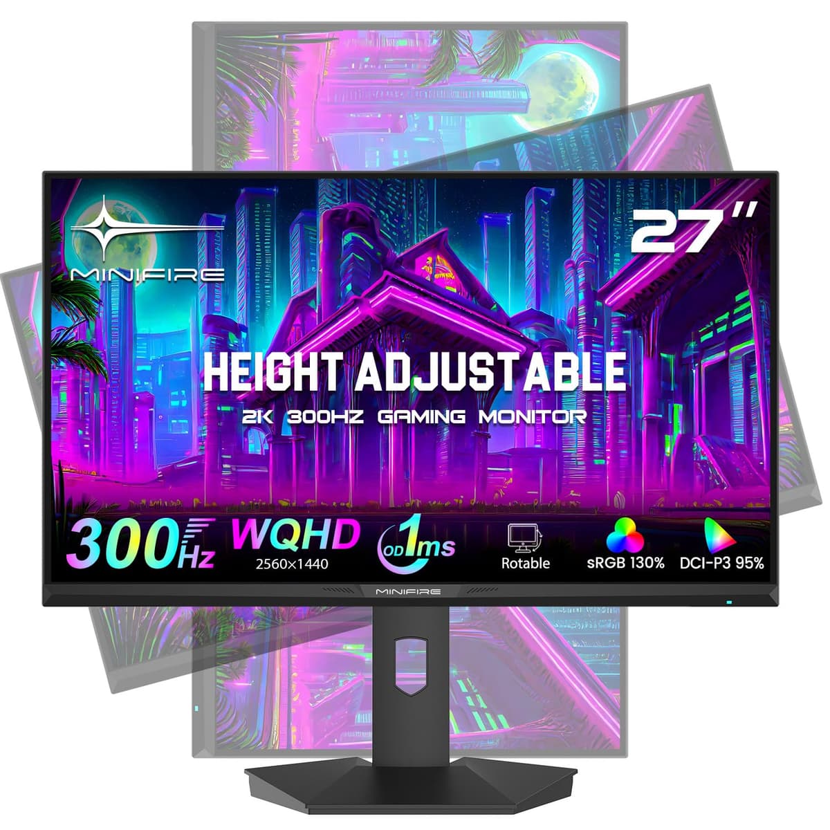 Minifire 27 Inch Curved Gaming Monitor 160Hz, FHD 1920x1080, PC Screen with VA Panel 1500R, 1Ms GtG, sRGB130%, Computer Screen, VESA Compatible, Eye Care Adaptive Sync HDMI＆DP Prots (MFG27C1L) — view 12