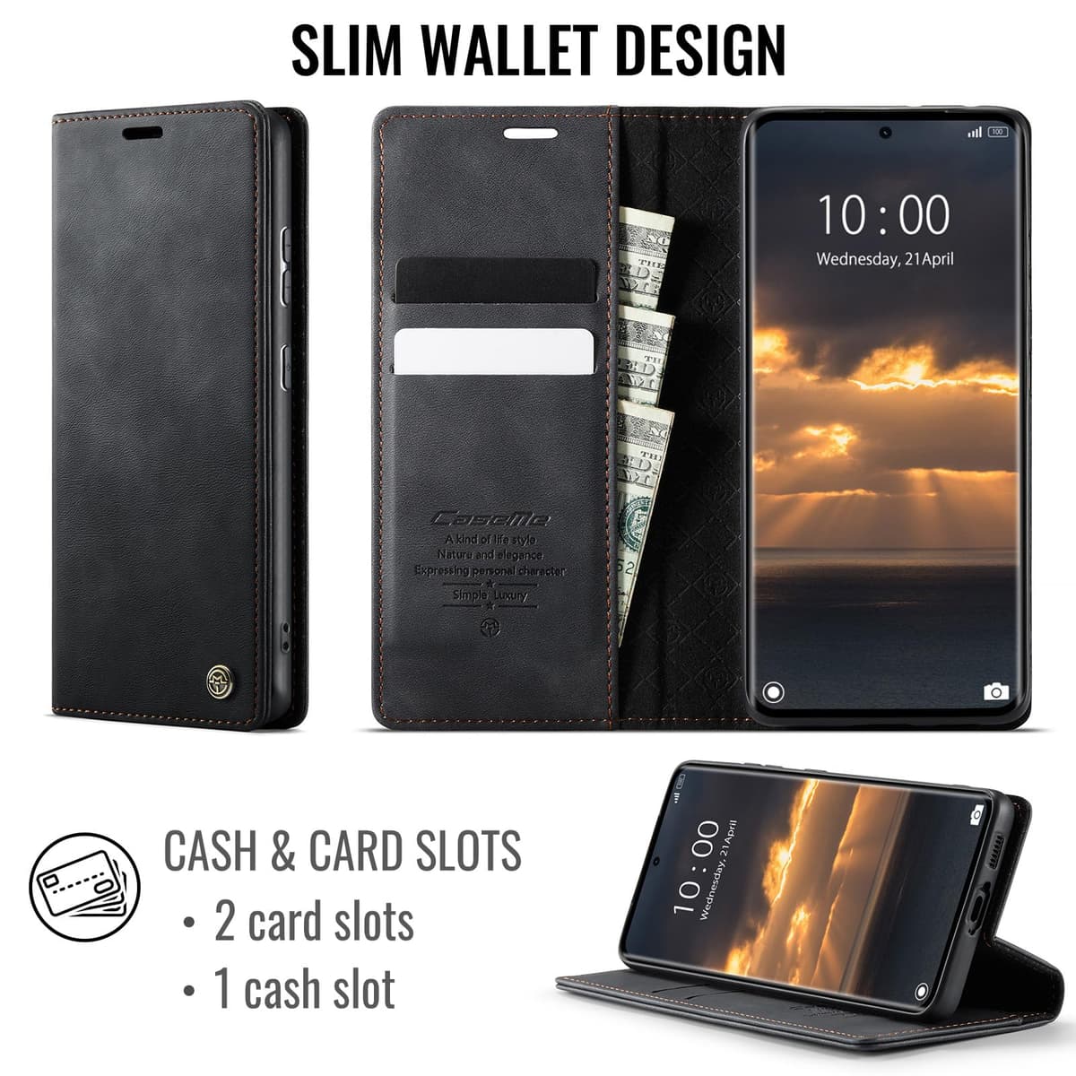 owlhold Funda para Xiaomi Redmi Note 15 4G/5G,Funda Avanzado PU Piel [Bloqueo RFID][Tarjetas y Billetera][Soporte Plegable][Cierre Magnético] Antigolpes Libro Case Carcasa para Redmi Note 15 -Negro — view 2