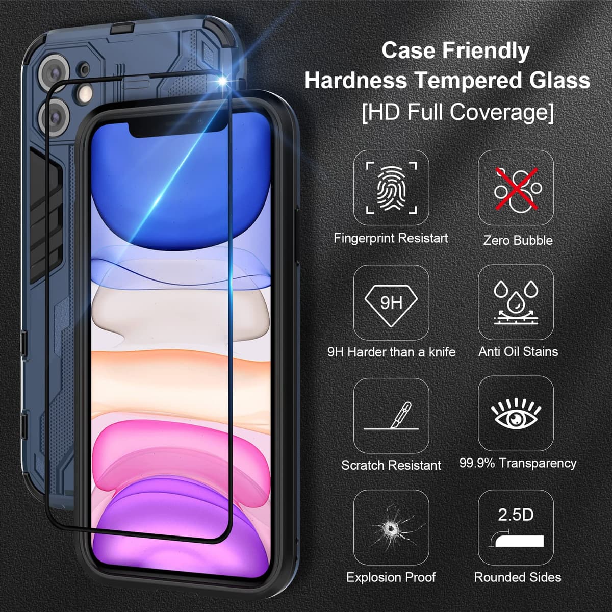Funda para CMF Phone 2 Pro, Carcasa Antigolpes con Soporte anular metálico, Case Protectora de Grado Militar, Negro — view 236