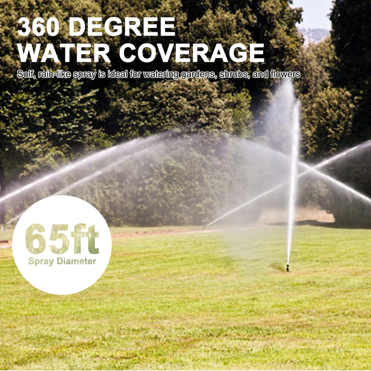 2 Pack Impact Lawn Sprinklers for Yard, Heavy Duty Water Sprinkler Head with Aluminum Alloy Spike Base, Adjustable Watering Sprinklers for Large Area Patio Lawn Garden Irrigation — view 3