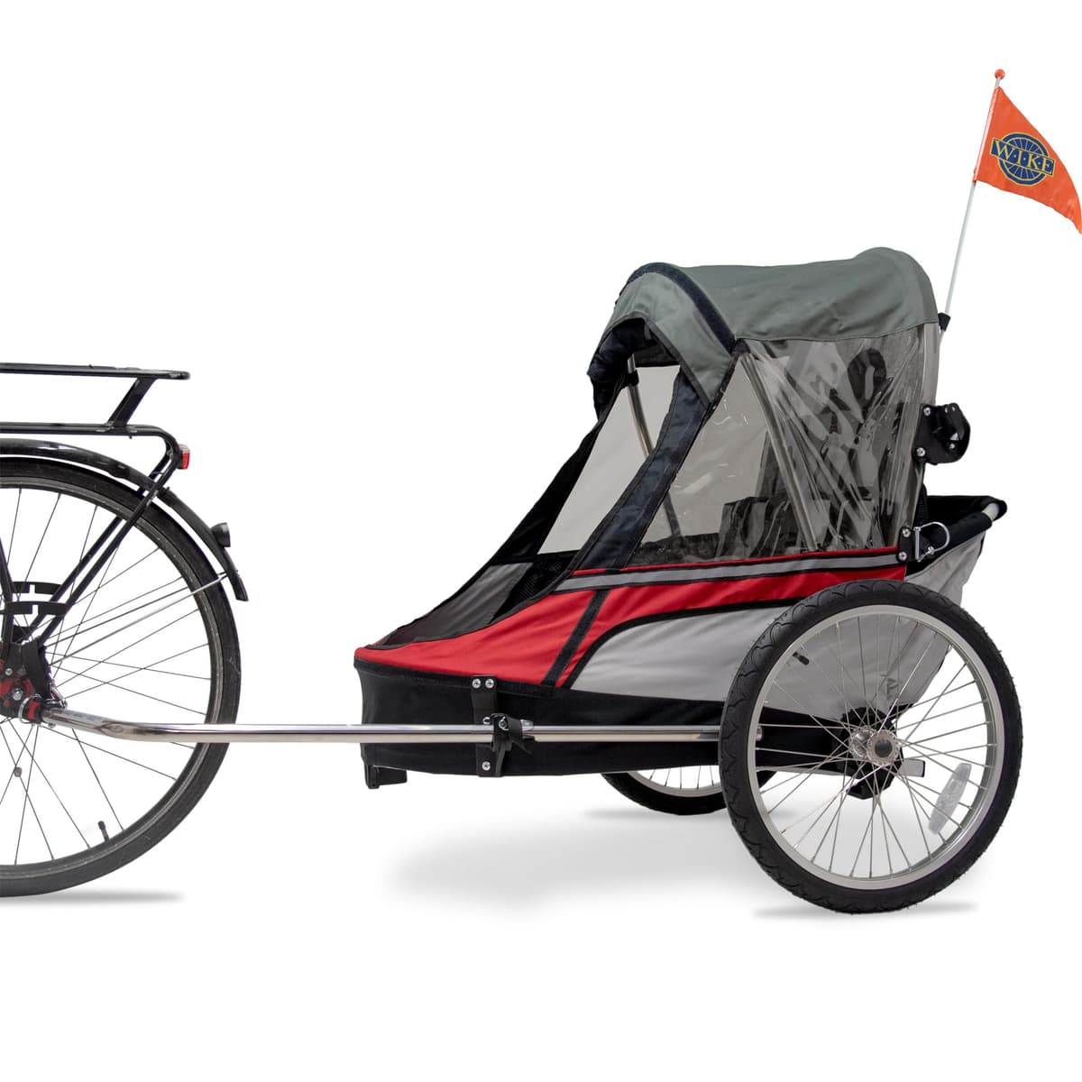 Wike Premium Double Bike Child Trailer - Red/Grey (Walk + Jogging) — view 3