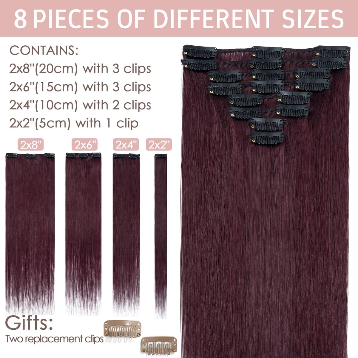 Silk-co 10inch Hair Extensions Clip in Hair Extension Human Hair #04 Medium Brown -Basic Thickness-Thin Weft- 8 Pieces Real Remy Straight Hair Extensions[50g] — view 90