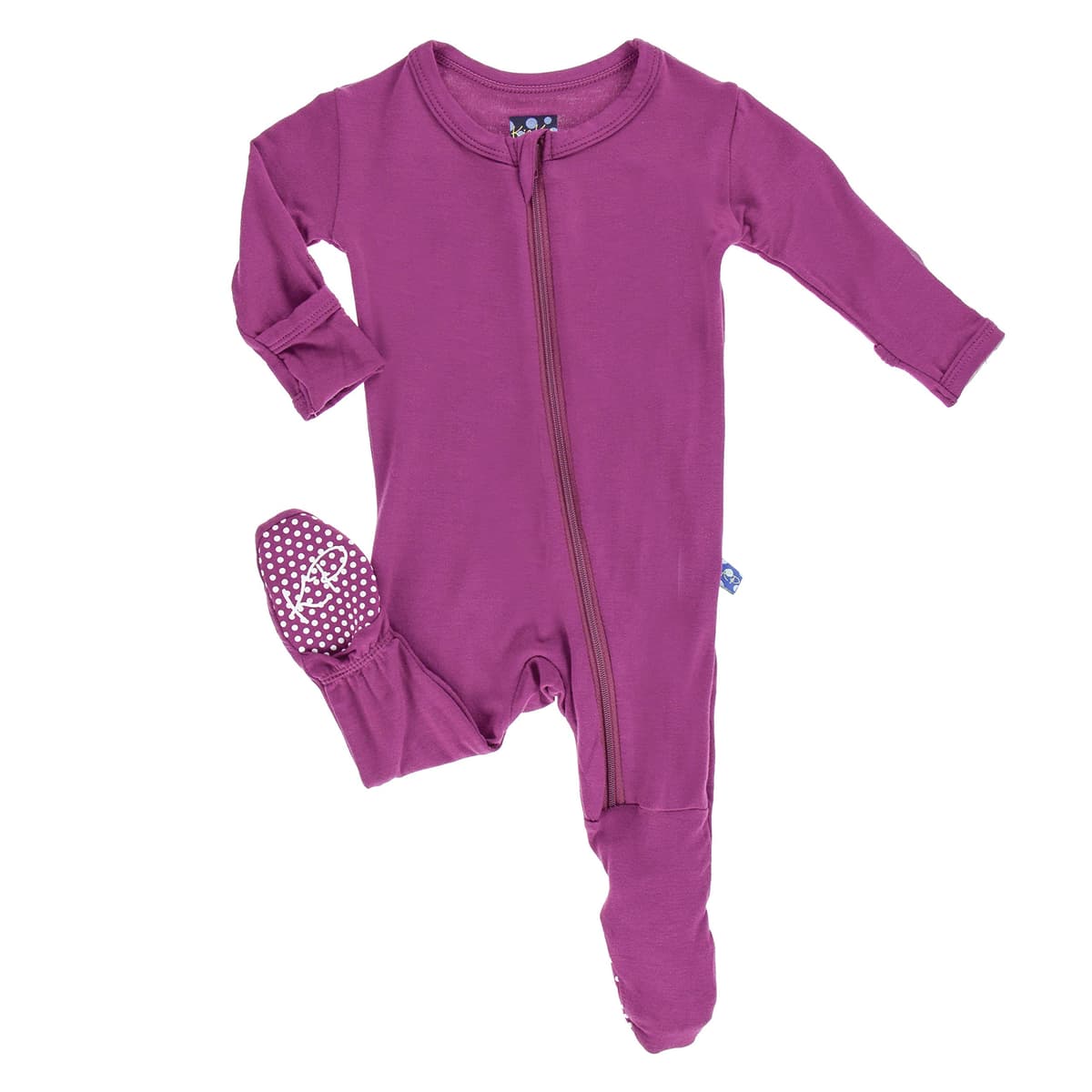 KicKee Pants Little Girls Basic Footie with Zipper - Lotus, 6-9 Months — view 2