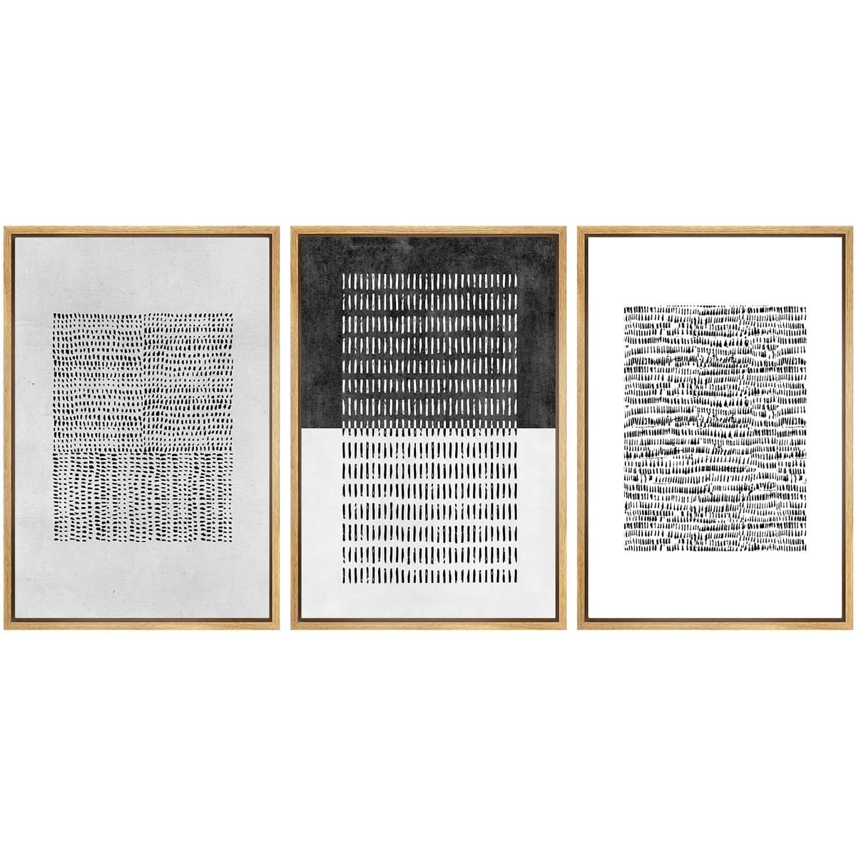 SIGNWIN Framed Canvas Print Wall Art Set Blue White Grunge Geometric Pattern Abstract Shapes Cozy Neutral Decorative Contemporary Minimal for Living Room, Bedroom, Office - 24"x36"x3 Natural — view 113
