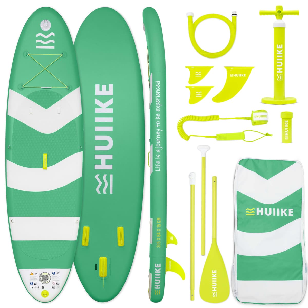 HUIIKE Tabla Paddle Surf Hinchable con Accesorios Incluidos, Remo, Quillas, Inflador. Stand Up Paddle Board Gran Estabilidad y Resistencia. 305 x 84 x 15 cm, Soporta hasta 130 kg